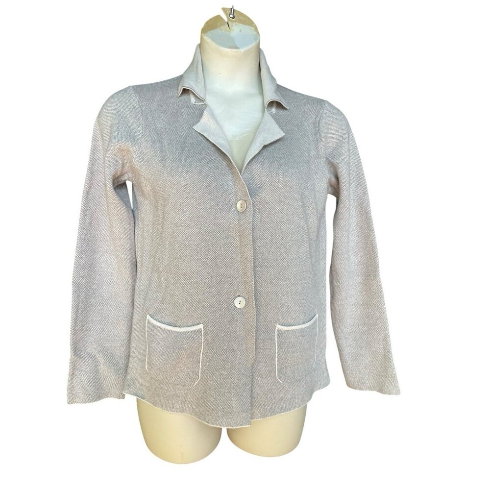 Benedetta B Merino Wool Cashmere Italy Cardigan Sweater L Neutral Quiet Luxury